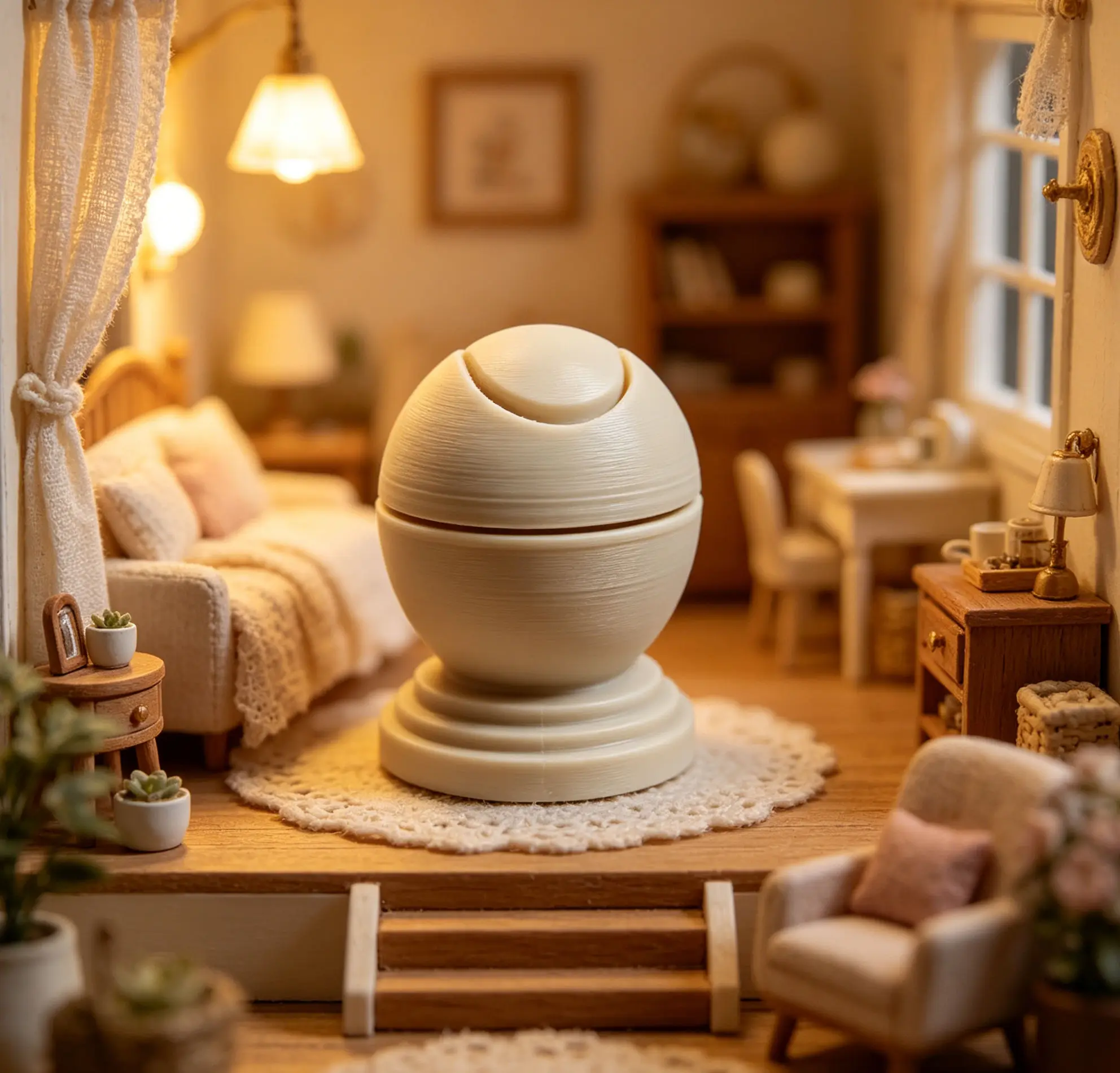 

Miniature Flip-Top Trash Can, 1/12 Scale Round Waste Bin for Dollhouse Kitchen & Living Room Decor