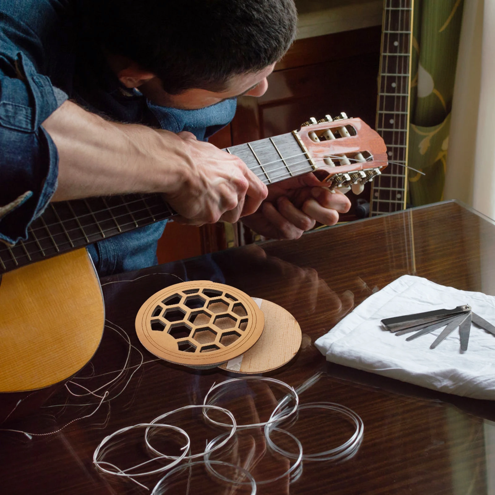 

Wooden Sound Hole Cover Acoustic Guitar Mute Ballad Accessories Soundhole Humidifiers Parts