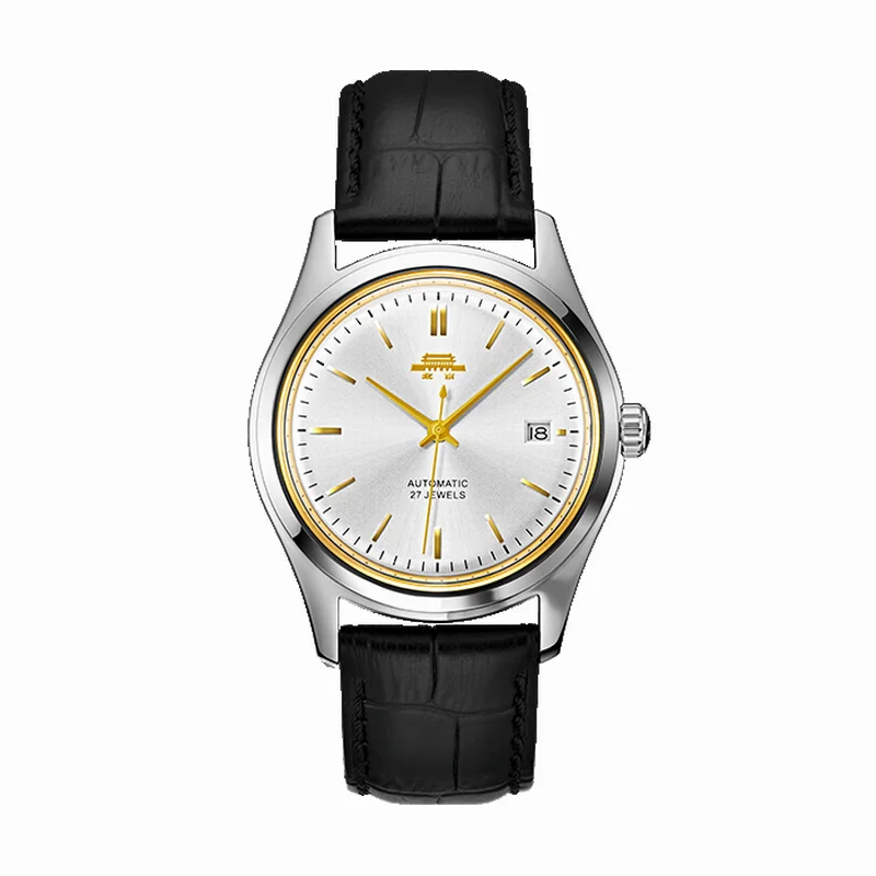 بكين أول بكين ووتش إعادة إصدار 38 ملم ساعة ميكانيكية أوتوماتيكية الأعمال 3ATM ساعة جلدية مقاومة للماء للرجال