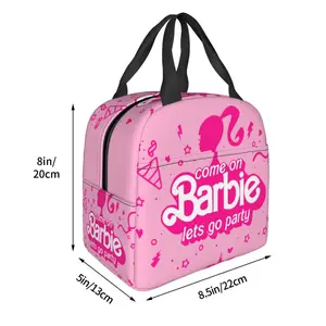 Custom Barbie Lunchbag, Leckschutz, Kühlschrank, Thermal, isoliert, Bento -Box, Frauen, Kinder, Arbeit, Schule, Camp, Camp, Reisen, Lebensmittelanwälztaschen 8 Hauptverkäufe Barbie Travel - №3