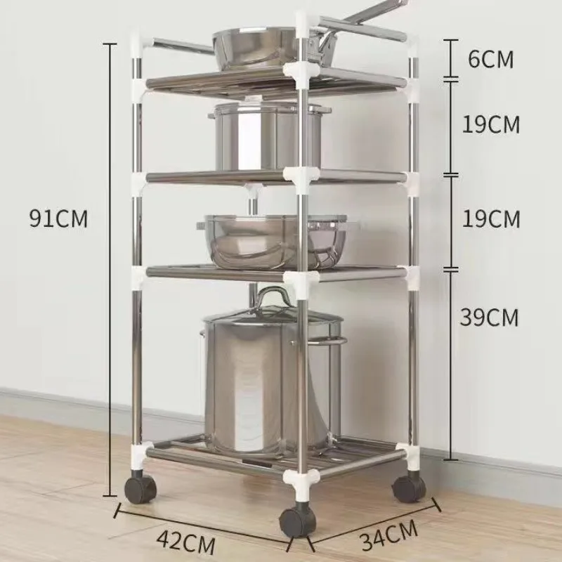 

Multi-layer Kitchen Storage Holder Rack Stainless Steel Pot Kitchenware Pan Cover Shelf Room Corner Storage Rack Shelf Organizer