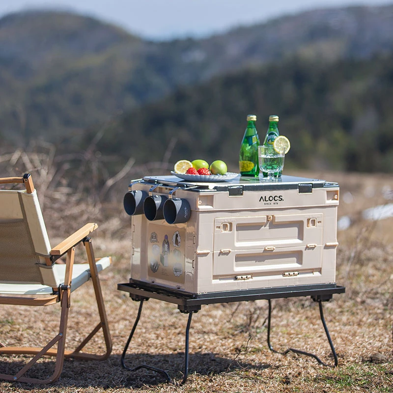 Large Capacity Folding Storage Box for Outdoor Camping, Kitchen Cooler Box, Picnic Table for Car, 50L