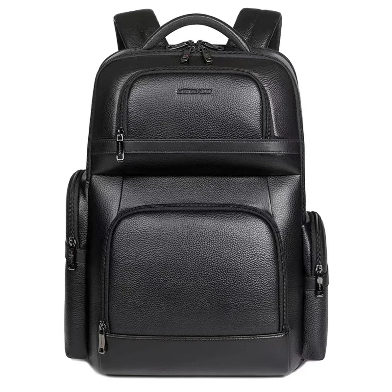 Men\'s Backpack Genuine Leather Laptop Backpack Waterproof Travel Backpack Teenager Boys Travel Bag Men Fashion School Bag