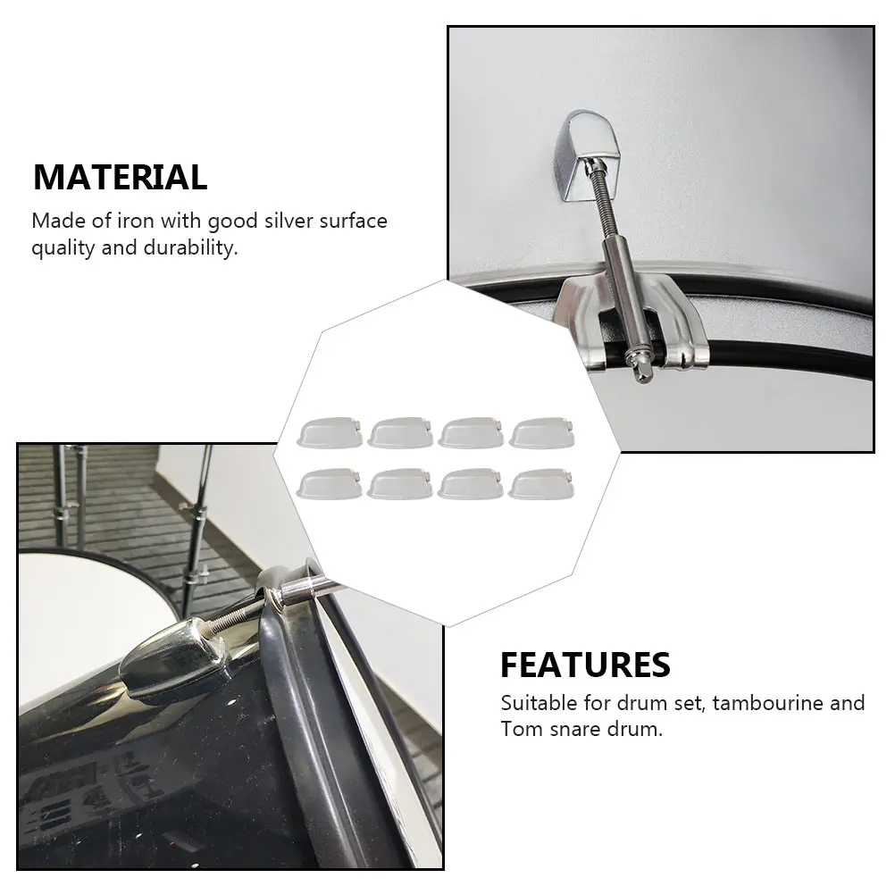 

8 Sets Accessories Snare Drum Lug Replacement Iron Key Double-end Lugs Connector