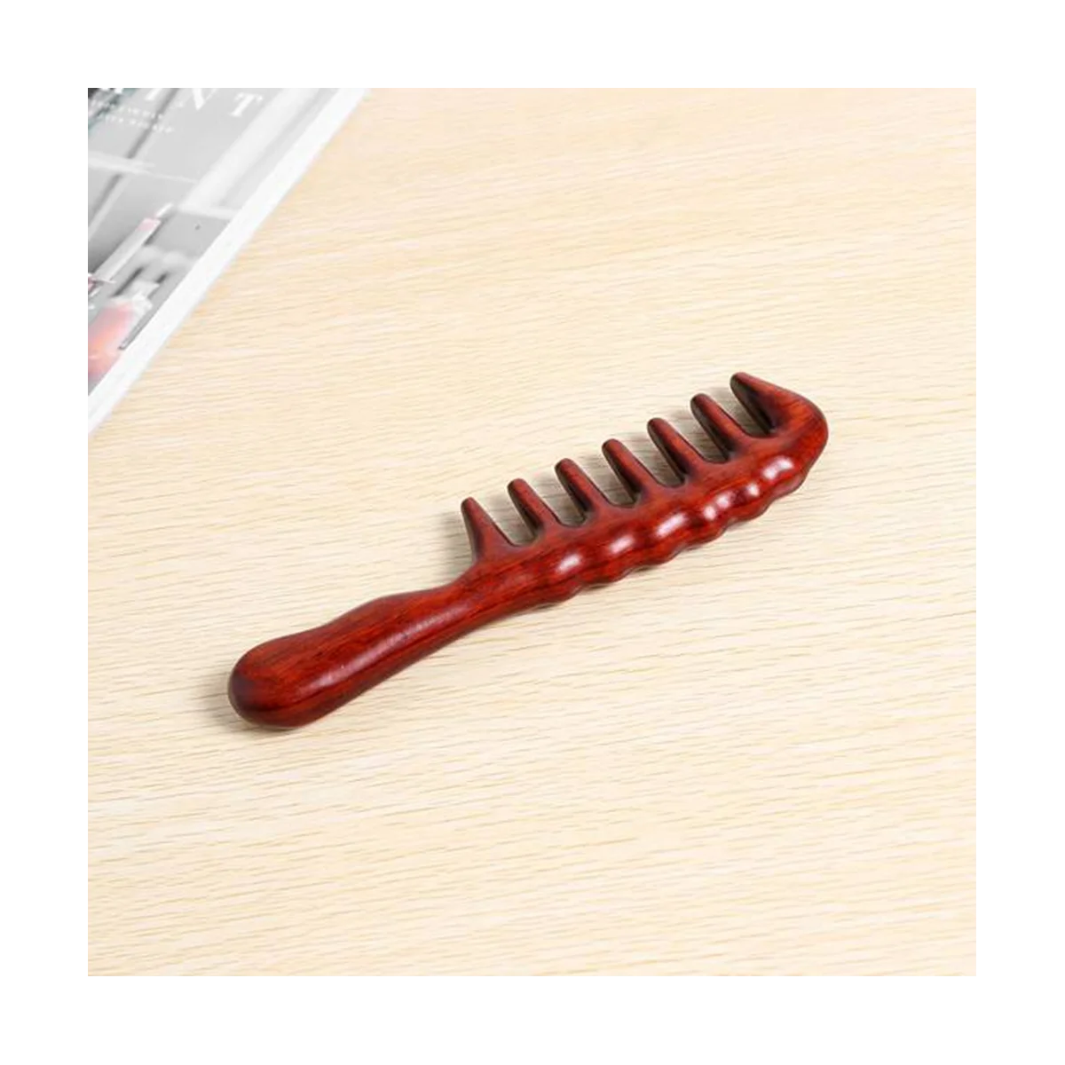 엉킴 방지용 헤어 빗 2개 - 곱슬머리용 넓은 이빨 나무 빗 - 정전기 방지 천연 목재 백단향 빗-ABPX