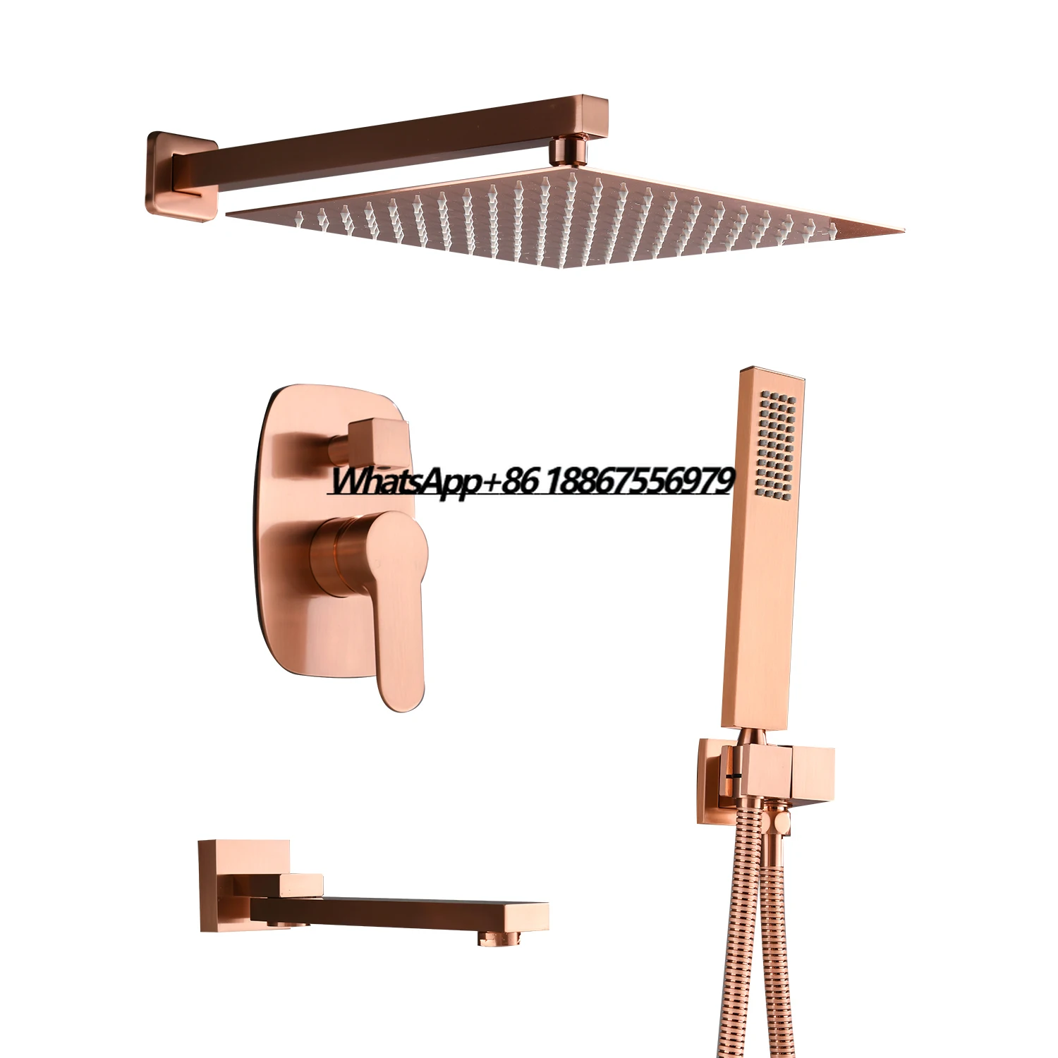 

Brass Wall Mount Rose Gold Shower Set System with Mixer