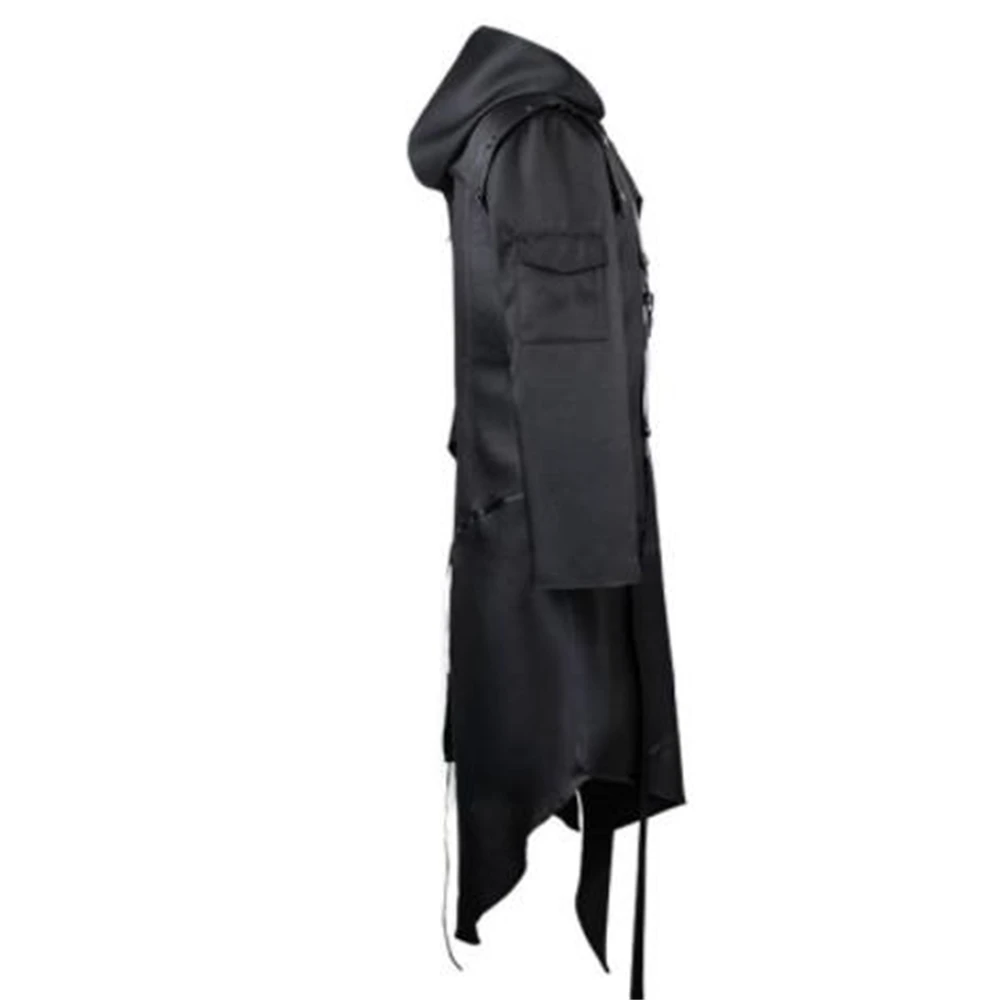 Men Gothic Style Hip Hop Trench Coat Hooded Cloak Coats Men's Irregular Design Long Cardigan Street Punk Vintage Jackets S-5XL