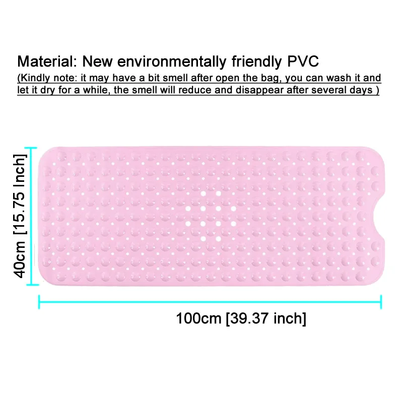 40x100cm Bathtub Mats Anti-Skid Color Shower Mat With Sucker Non-Slip Bath Mat Soft Massage Pad Kid\'s Elder Bathroom Carpet Rug