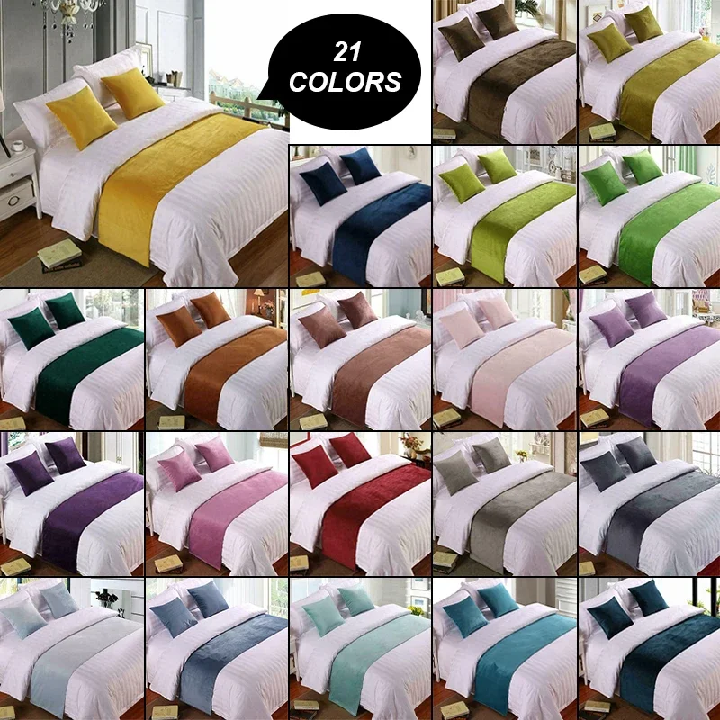 European Style Luxury Velvet Bed Runner Throw Home Hotel Bed Decoration Flag Wedding Bedroom Tail Towel Pillowcase