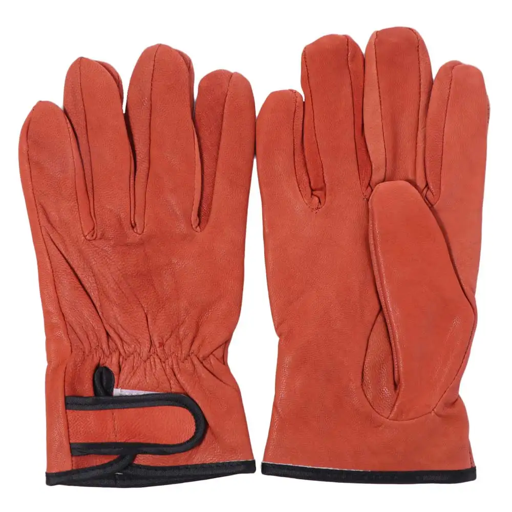

Comfortable Gardening Safety Gloves Flexible Vintage Leather Working Gloves Durable Orange Outdoor Work Gloves Warehouse
