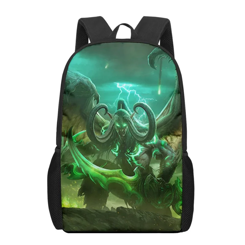 World of Warcraft Gioco Borse da scuola per bambini stampate in 3D per ragazze Zaino giornaliero Borsa per libri scolastici per studenti Zaino da viaggio casual