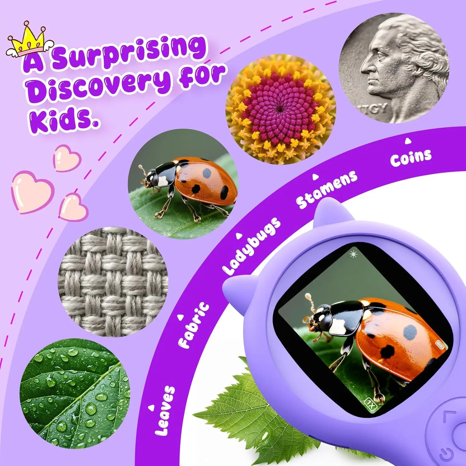 Mini Kids Optical Microscope With Photo And Video Function 500X Observe The Microscopic World Science Children Educational Toys