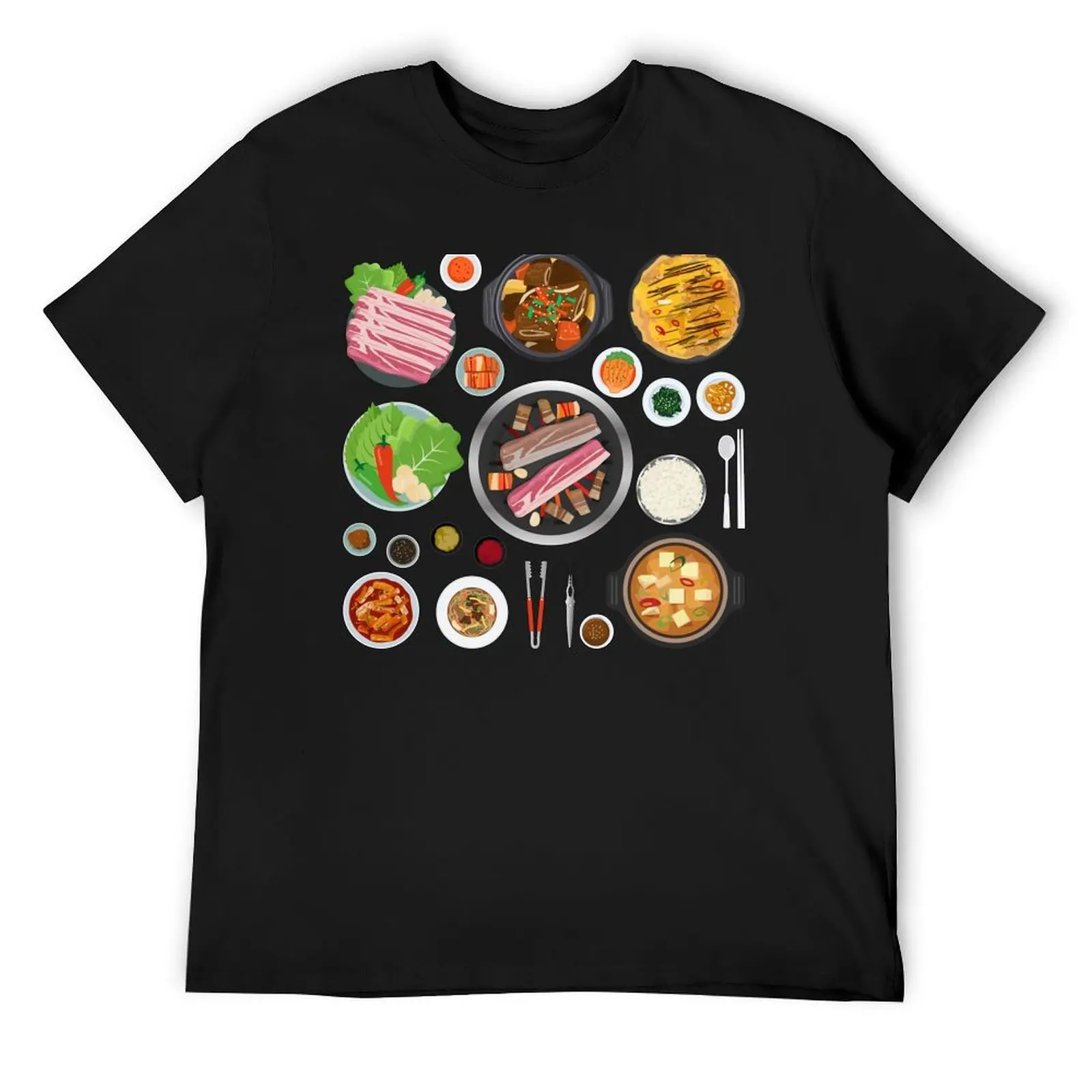 

Korean Meat Bbq Food Set T-Shirt anime t shirts cute clothes anime clothes boys whites mens graphic t-shirts