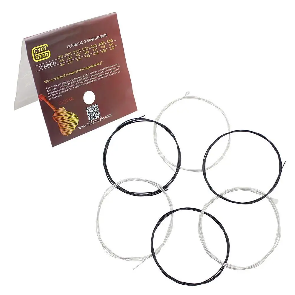 

Dragonpad 6Pcs Guitar Strings Classical Guitar String Set Black Nylon Core Silver-Plated Copper 1st-6th