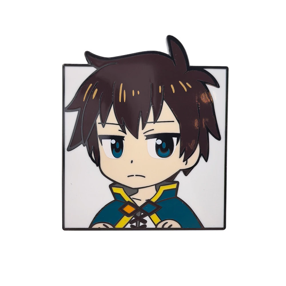 أزياء أنيمي كونو سوباراشي سيكاي ني شوكوفوكو wo Megumin Satou Kazuma التأثيرية أزياء الدعامة المعدنية شارة دبوس سبيكة بروش الملحقات