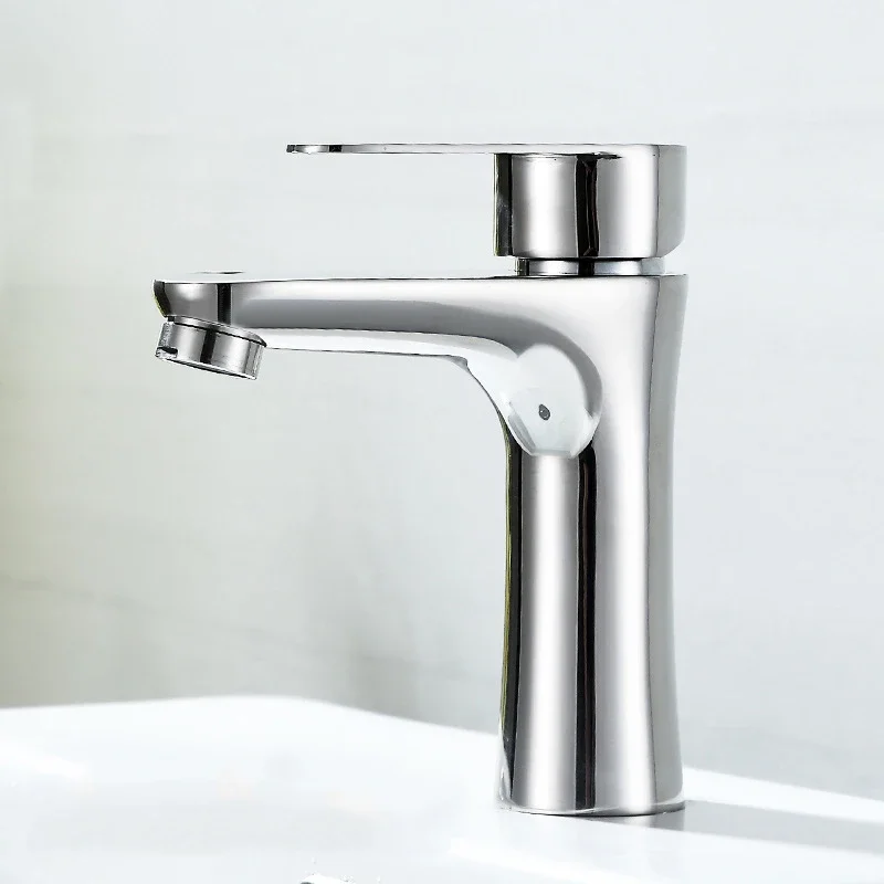 

Basin Faucet Stainless Steel Bathroom Sink Vanity Tap Single Handle Deck Mounted Cold and Hot Water Mixer Tap Wash Basin Faucet