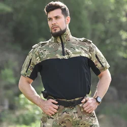 Outdoor Men Tactical T Shirts Quick Dry Short Sleeve Camo Combat Shirt Breathable Trekking Hunting Clothes Hiking T-Shirt Tops