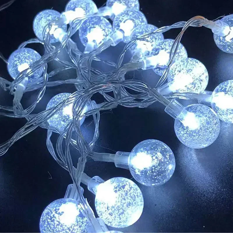 Waterdrop Bubble Ball Wedding Garland Lamp 40LED Fairy Holiday String Light Christmas Home Party Garden Decoration Battery Power