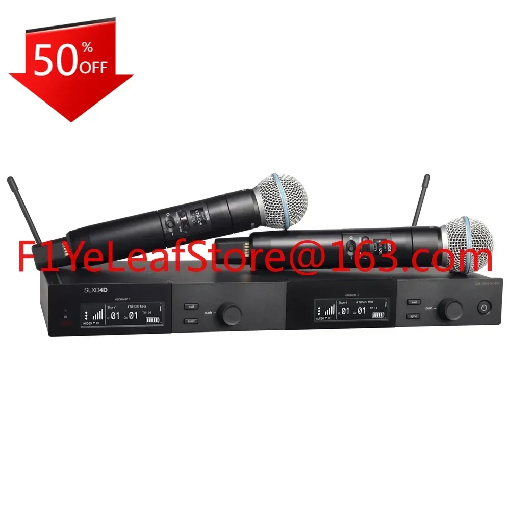 microphone mic Two Dual channel Digital Wireless Receiver working range of 100 meters 328 feet SLXD4D BETA58A BETA87A KSM8 KSM9