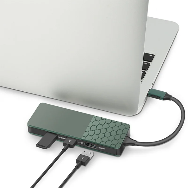 Tipo C Hub 7 en 1 USB3.0 HDMI 4K30Hz PD SD TF Estación de acoplamiento USB Hub para Macbook Pro