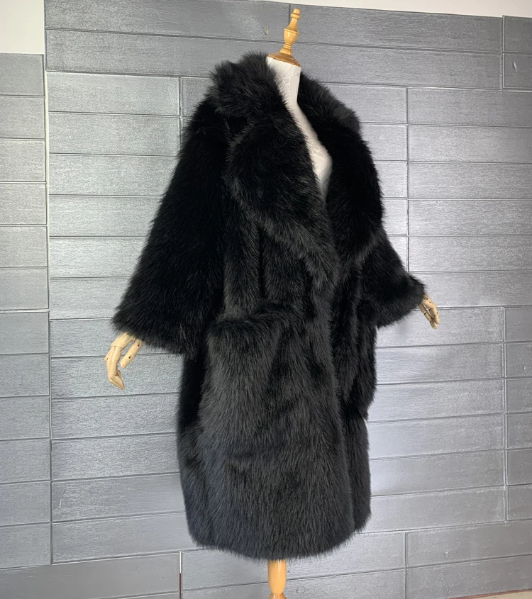 Lautaro Winter Long Oversized Pink Thick Warm Soft Shaggy Fluffy Faux Fur Coat Women Pockets Lapel Loose Sweet Cute Fashion 2022