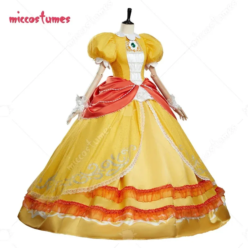 

Miccostumes женский косплей костюм желтое платье принцессы с перчатками серьгиv; 2,r'6;t.