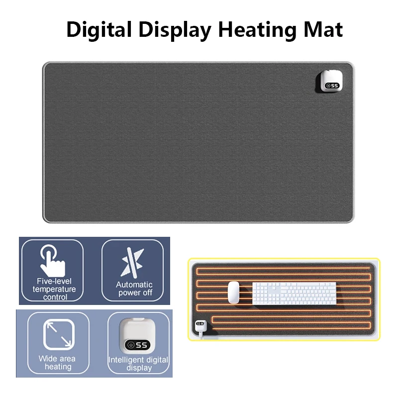 

Heated Mouse Pad with Smart Digital Display Switch Writing Mouse Pad Five-Level Temperature Control Office Desktop Heating Pad