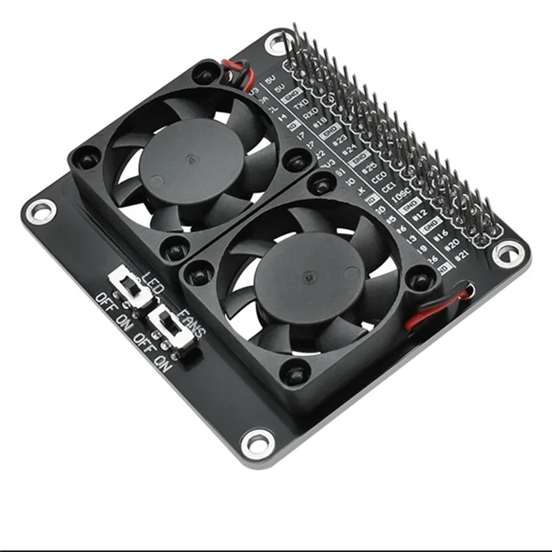 Двойной экран охлаждающего вентилятора Forraspberry Pi 4B Forraspberry Pi 5B с радиатором Зеленый светодиод RPI Радиатор-AU47