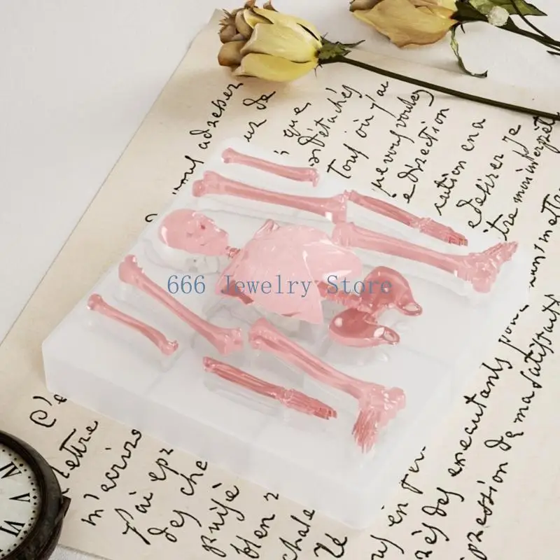 F2TD Creative Halloween Skeleton Body Stand Mould Flexible Silicone Mold for Plaster Figurine Festives Decoration Mould