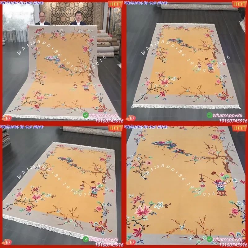 CECertificate 183x274cm Wool Silk Rug Custom Any Art Deco Handmade Wool Chinese Carpet