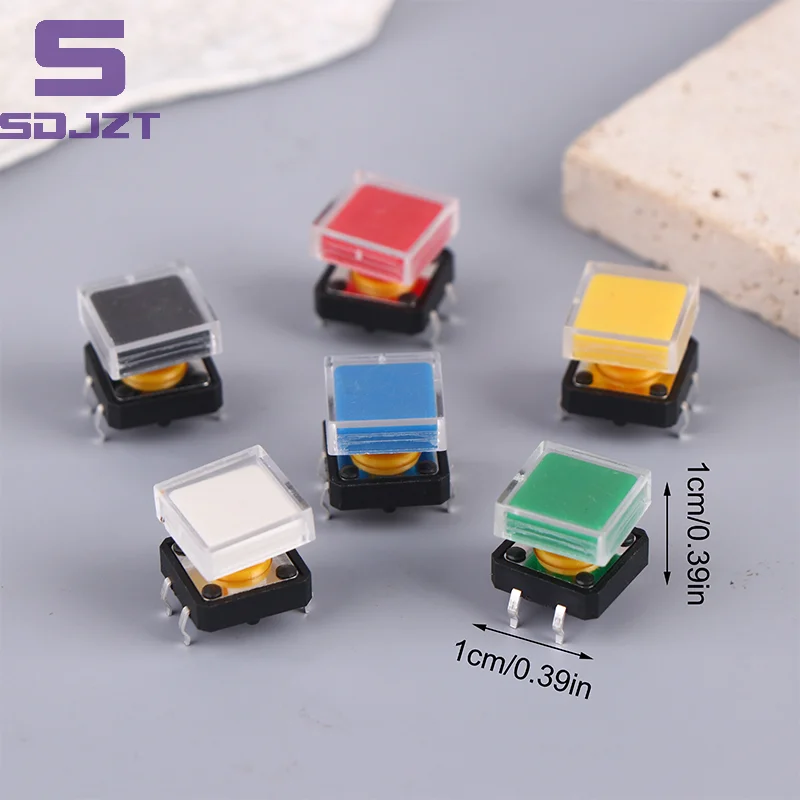 10set Tactile Push Button Switch Momentary Tact +A14 Color Hat 10pcs + Transparent Cap 10pcs Momentary Tact Touch Micro Switch