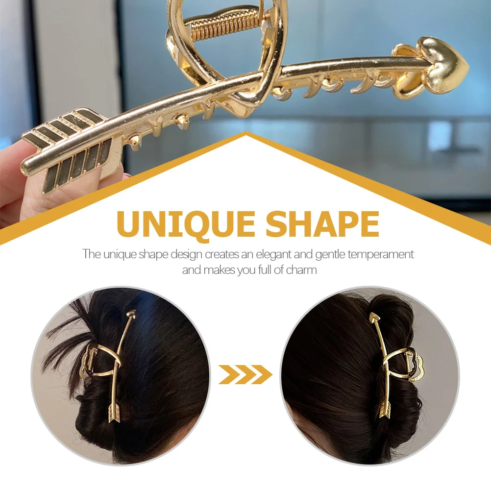 

Heart Piercing Hair Claw Decorative Exquisite Portable Clip for All Hair Types Elegant Daily Wear Party Travel Accessory