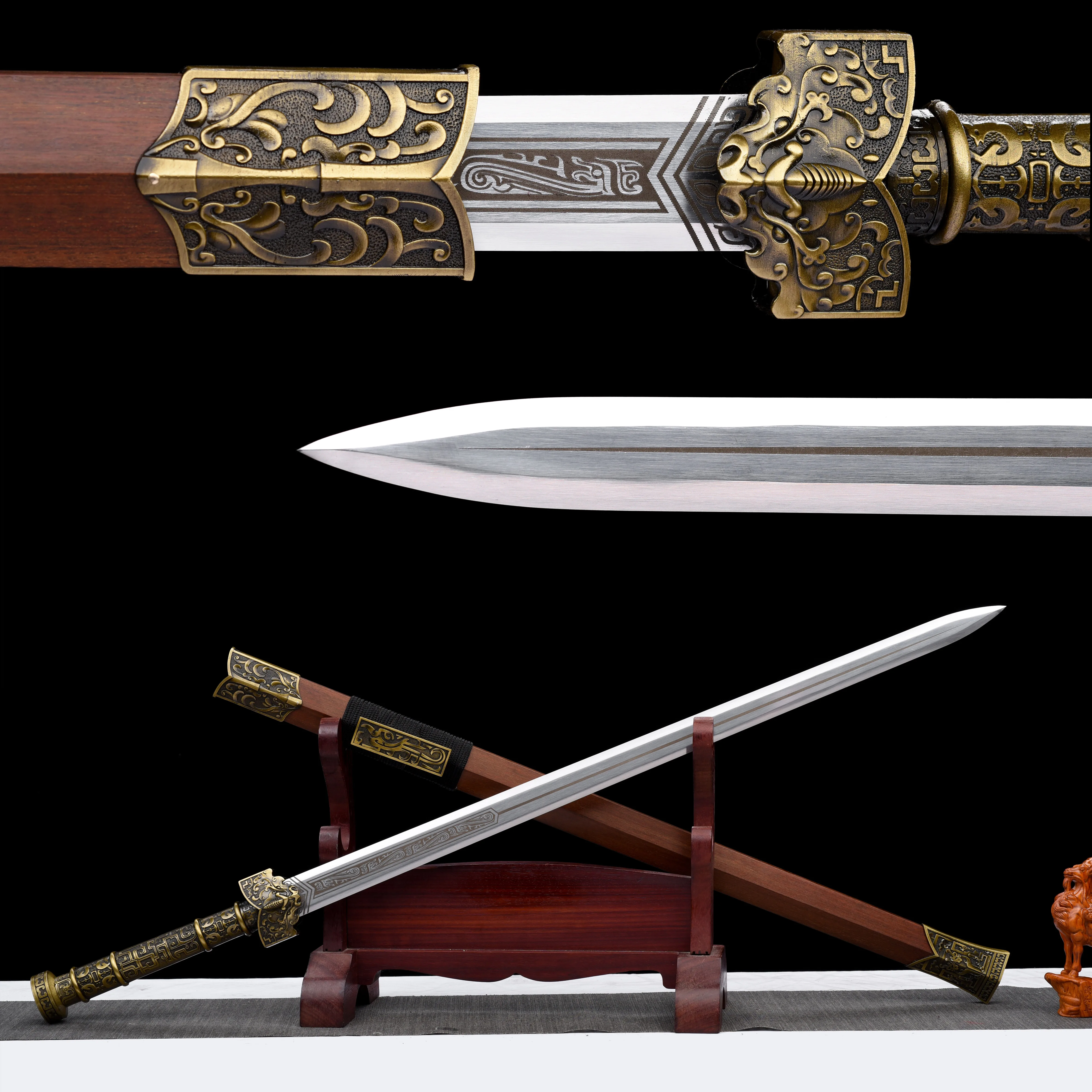 

105cm medieval spring steel sharp Chinese samurai sword katana full tang Battle Preparation Combat weapons Knight training