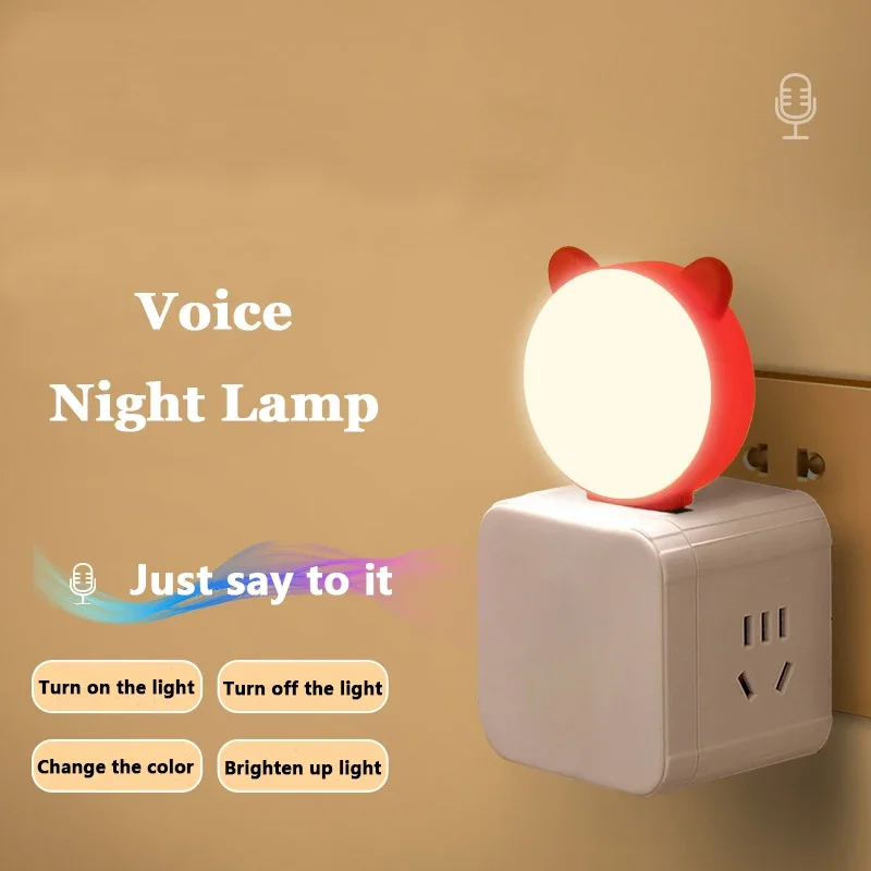 Portable Light USB Small Night Light LED Intelligent Voice Control Lamp Light Cute Cat Mini Light Bedroom Decor Lighting Fixture