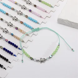 12pcs/set Colorful Beads  Bracelet Set For Women Men Alloy Turtle Charms Rope Braided Adjustable Bracelet Set Bulk Jewelry Gifts