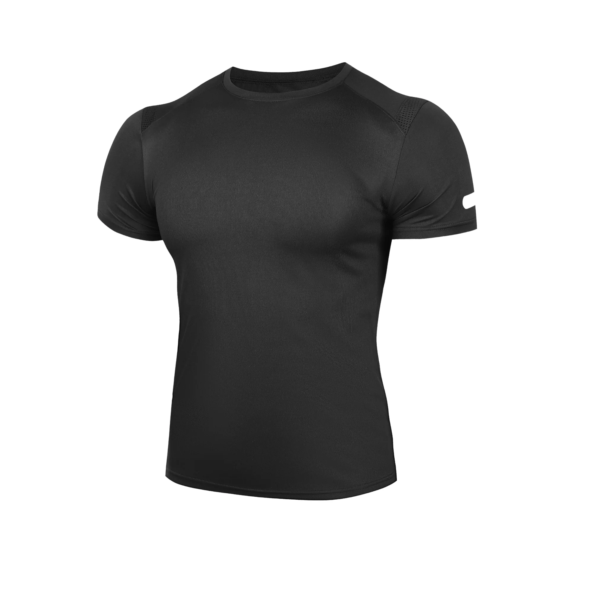 Men's Slim Fit Athletic T-shirt Reflective Cuffs Quick Dry Breathable Casual Short Sleeve