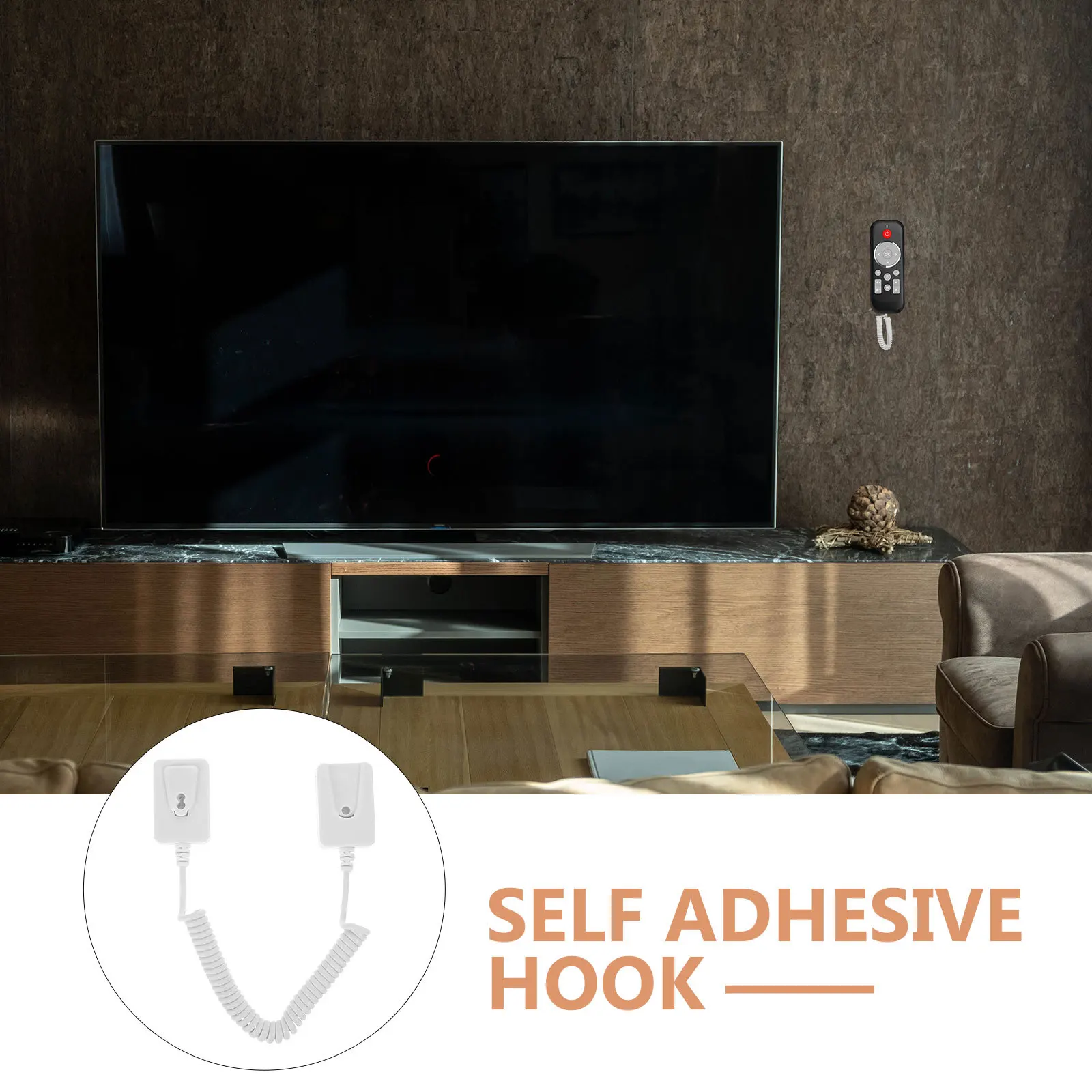 

2pcs Anti-Loss Rope Hook For Remote Control No Drill Square Design Tether Dvd Holder Cable Leash Remote Control Accessory