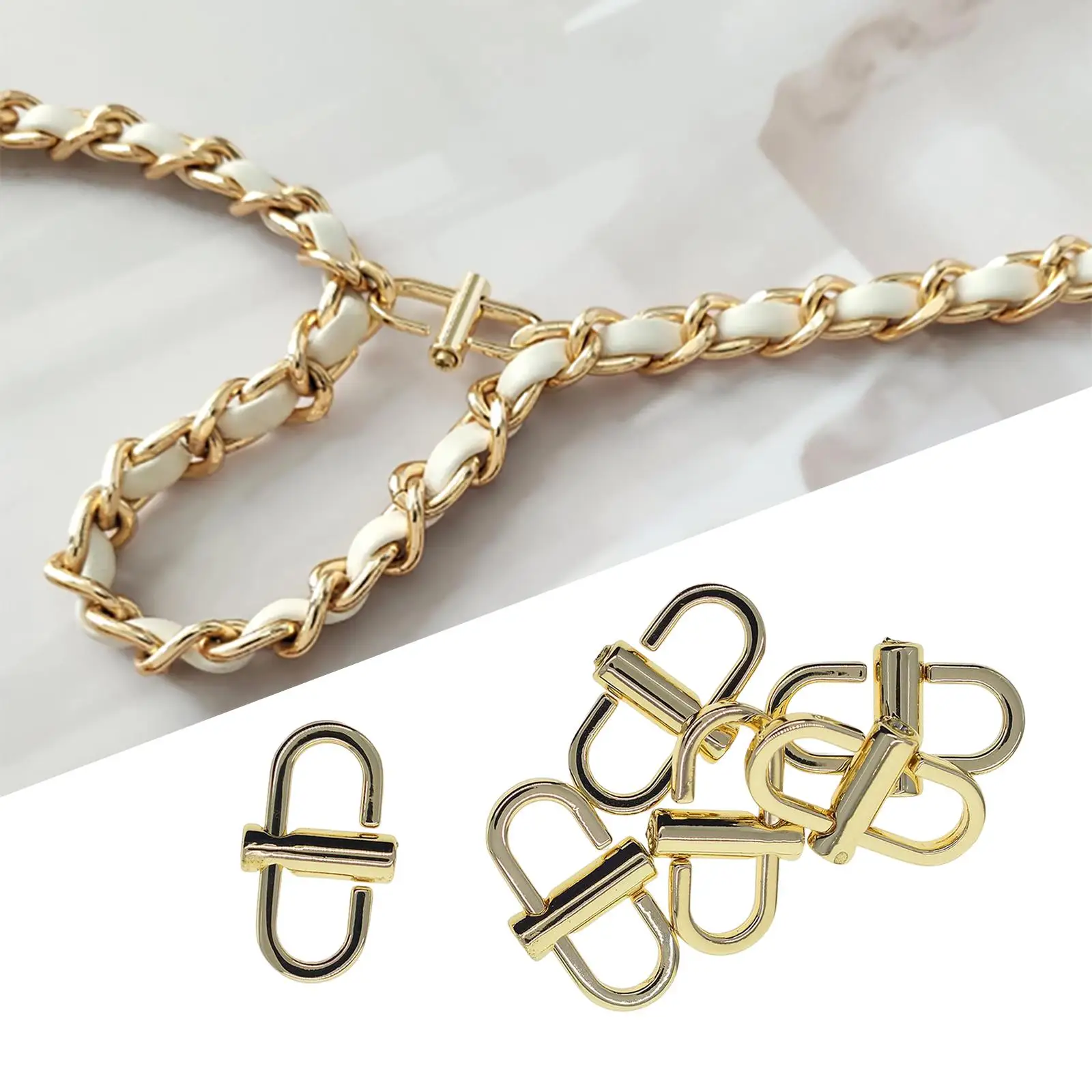 Adjustable Metal Buckles Chain Strap Shortener for Handbag Purse Backpack Length Adjuster Durable Hardware