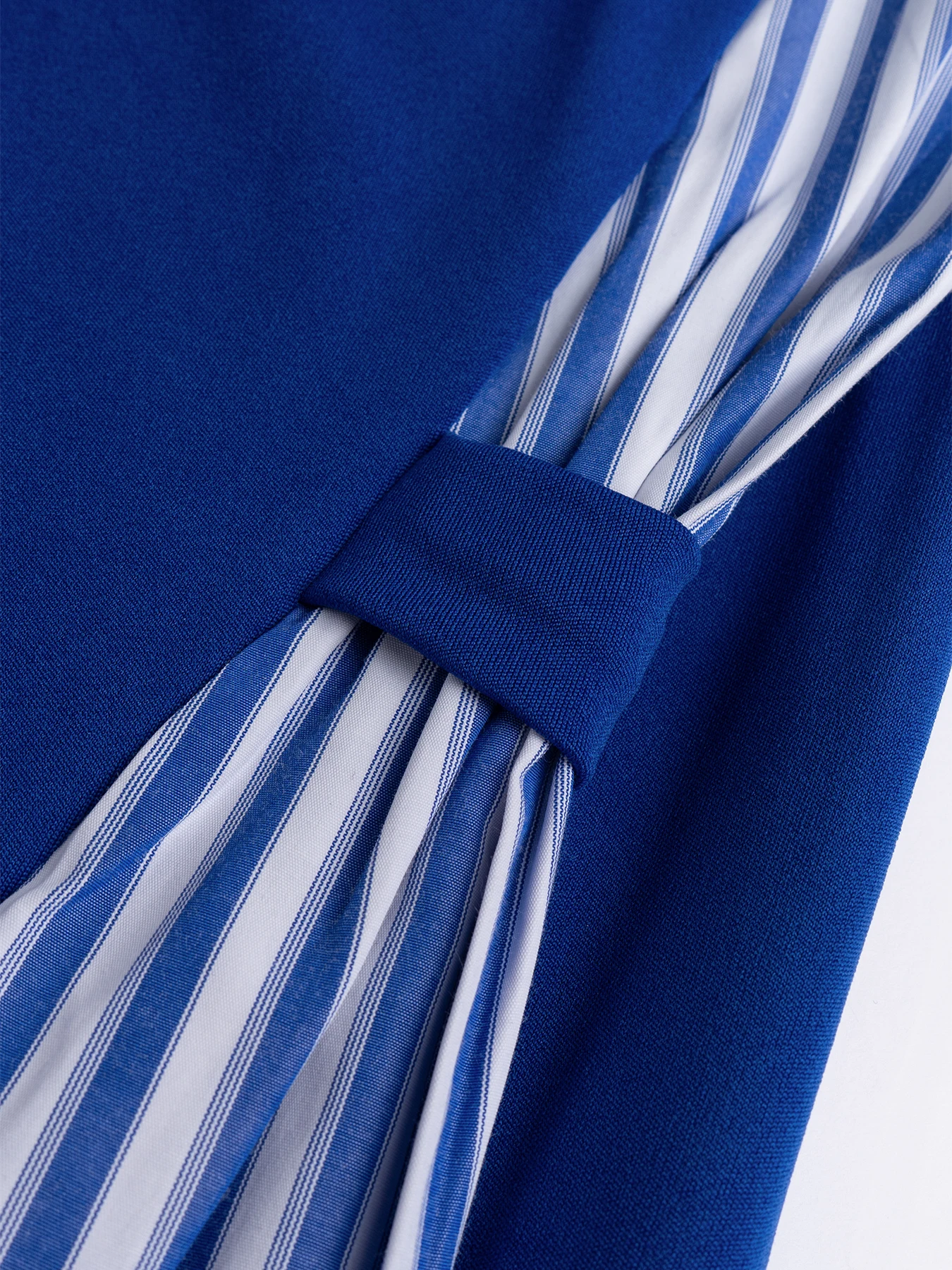 Royal Blue Striped Patchwork Bodycon Midi Dress Women Long Sleeve O Neck Slim Fit Wrap Casual Party Elegant Pencil Dress view 6