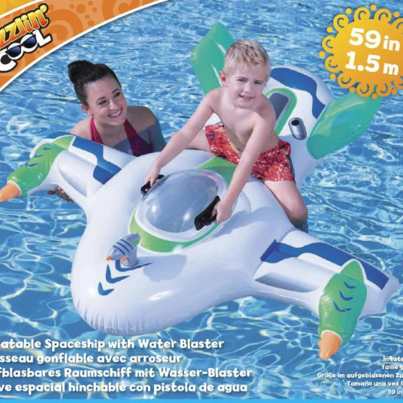 Children's Summer Water Toys Water Jet Fighter Inflatable Mount Baby Airship Water Floating Air Cushion Swimming Ring Props