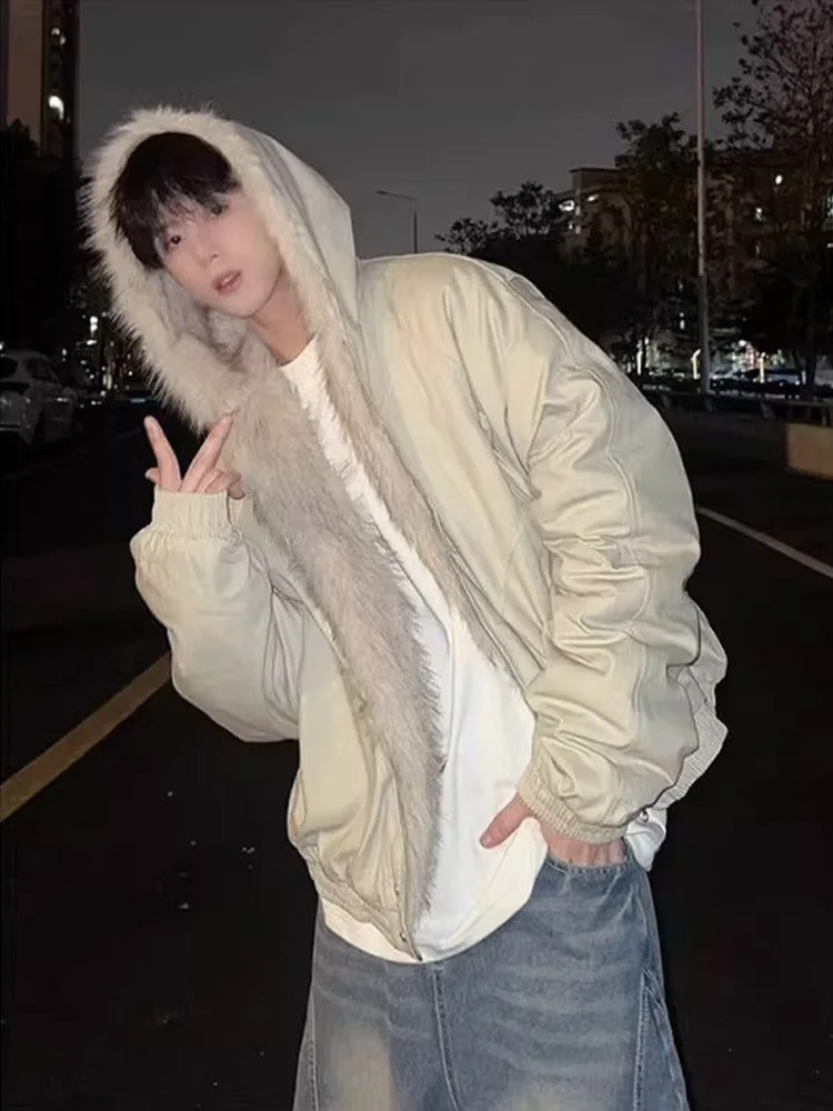 

Cleanfit Men's ort Thiened Cotton Jaet Winter Warmth Retro American Sle Mountain Eagle Design Casual Hooded Coat