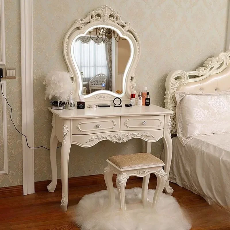 

Nordic Storage Dressing Table Mirror Desings Wooden Makeup Dressers White Modern Penteadeiras De Maquiagem Bedroom Furniture