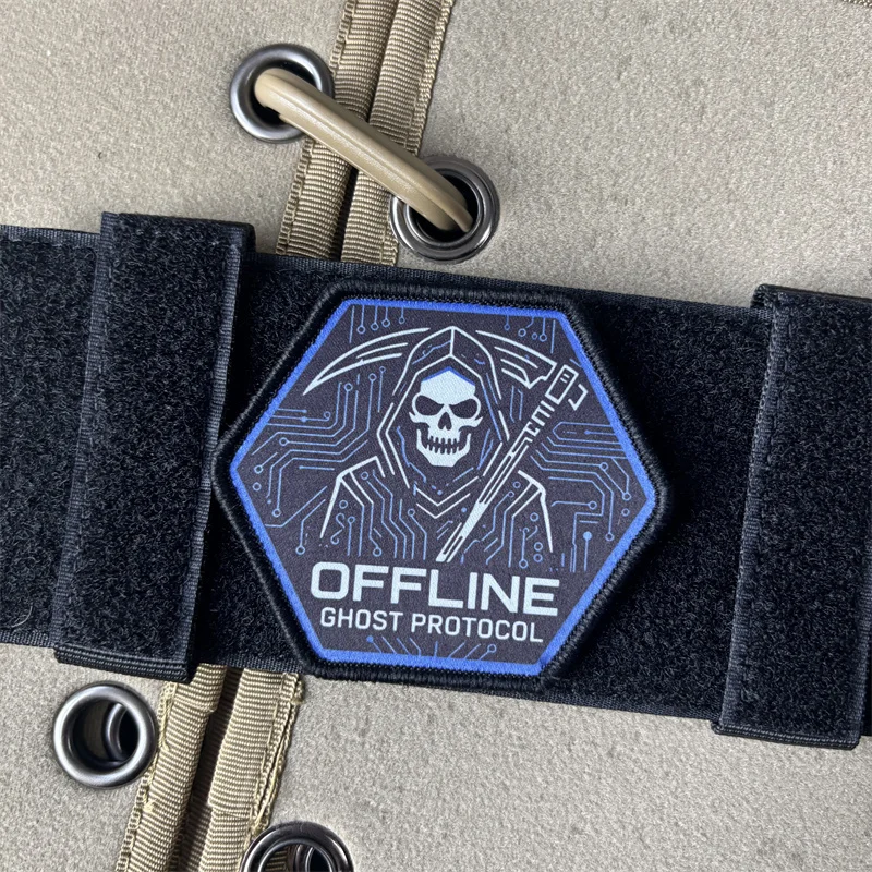 Tactical OFFLINE Death Patch on Clothes Morale Badge Hook Loop Military Patches Backpack Print Armband