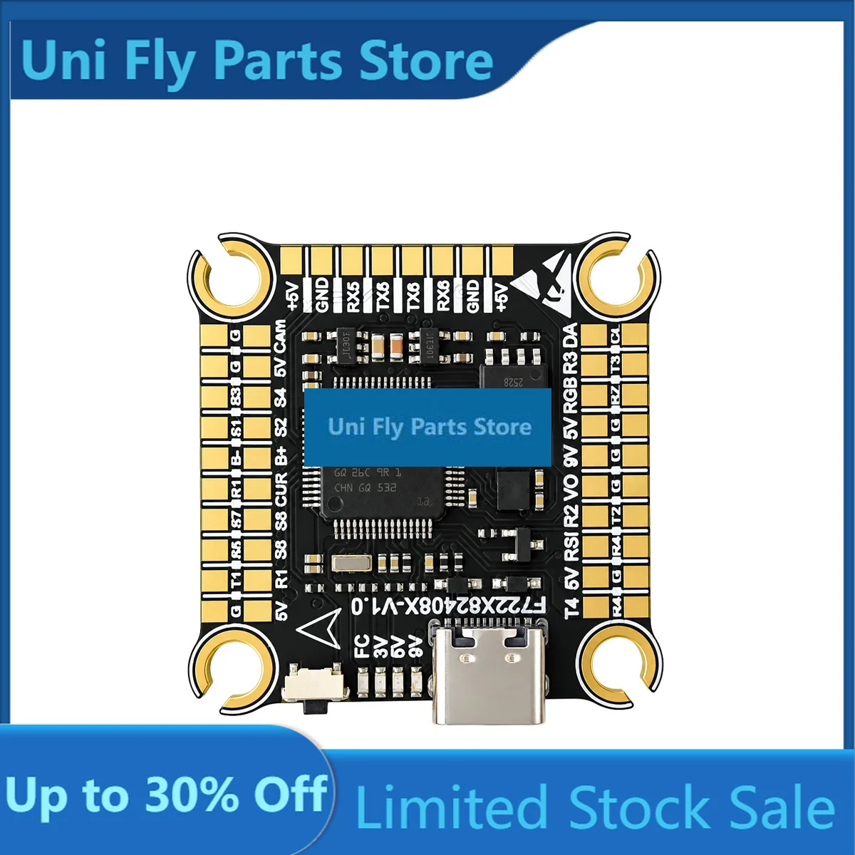 UniFlyF722 60A FPV Stack STM32F722 Flight Controller 4in1 ESC ICM42688P Gyro DPS310 Barometer MAX7456 OSD 16MB Blackbox 3-8S