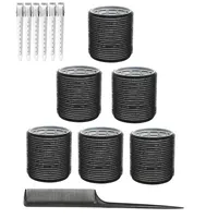13pcs Black Self Grip Hair Rollers No Heat Hair Curlers Heatless Curls Hair Bangs Volume Self-adhesive Hook DIY Styling Tools