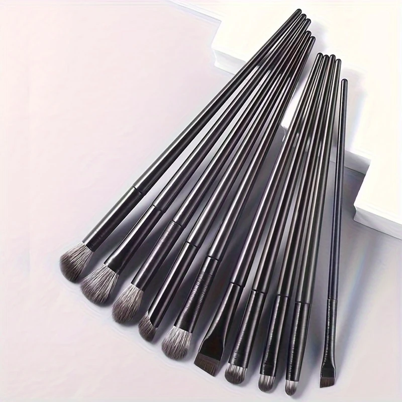 10pcs Soft Hair Eye Shadow Brush Set Eye Makeup Halo Dye Sleeping Silkworm Eyeliner Blade Eye Detail Makeup Brush