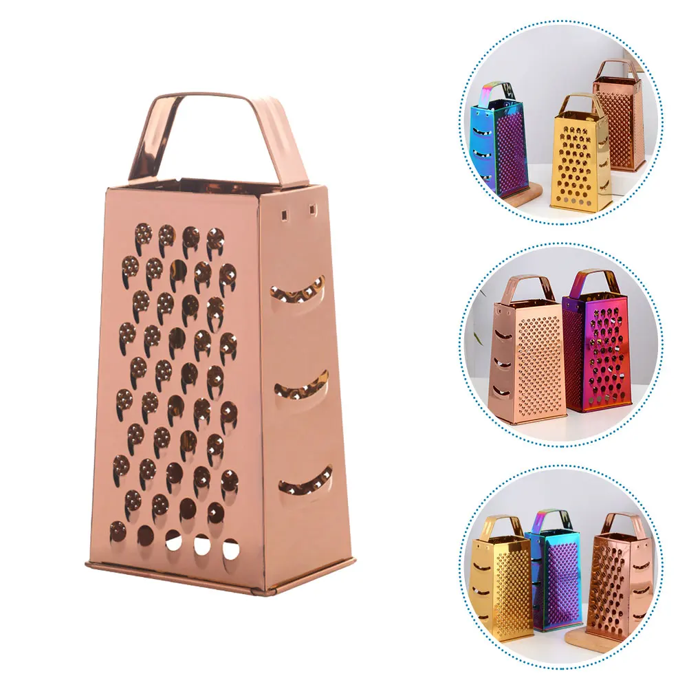 

Терка для овощей и сыра из нержавеющей стали, ручная терка, многофункциональный инструмент, кухонные принадлежности, портативная плоская ручка, розовое золото для