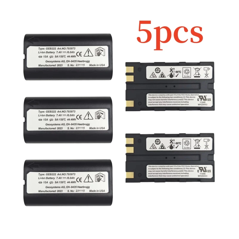 5pcs GEB222 แบตเตอรี่สําหรับ Leica ATX1200 GPS1200 GRX1200 รวมสถานี 7.4V 6000mAh เครื่องมือสํารวจแบตเตอรี่ลิเธียมสําหรับ Leica