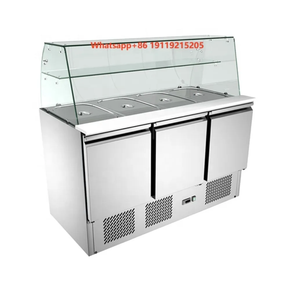 Salad Counter Pizza Table With Refrigerator Machine Drawer Equipment Freezer Fridge Saladette Refrigerator Salad Counter