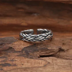 Retro Hemp Twine Rope Ring For Men Punk Gothic Rock Hiphop Open Ring Unisex Accessories Handmade Designer Jewelry Gift For Lover
